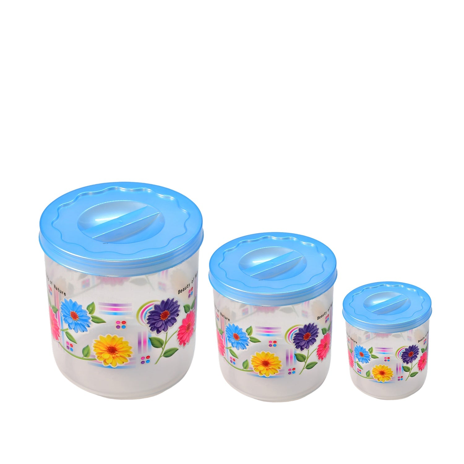 2087 Kitchen Plastic Floral Design Grocery Storage Container/Jar. Set of 3pcs - 800ML, 1600ML, 2400ML DeoDap 2087 Kitchen Plastic Floral Design Grocery Storage Container/Jar. Set of 3pcs - 800ML, 1600ML, 2400ML DeoDap